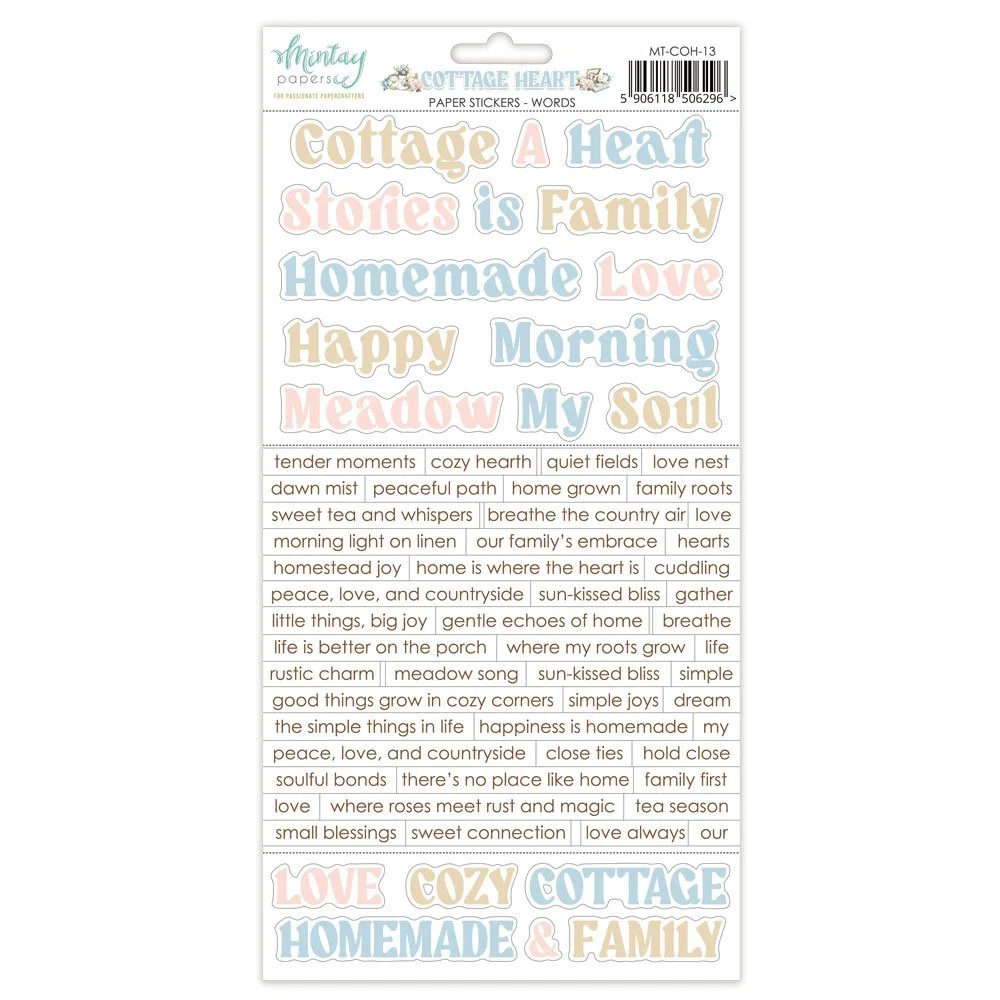 Mintay Cottage Heart 6" x 12" Stickers Words