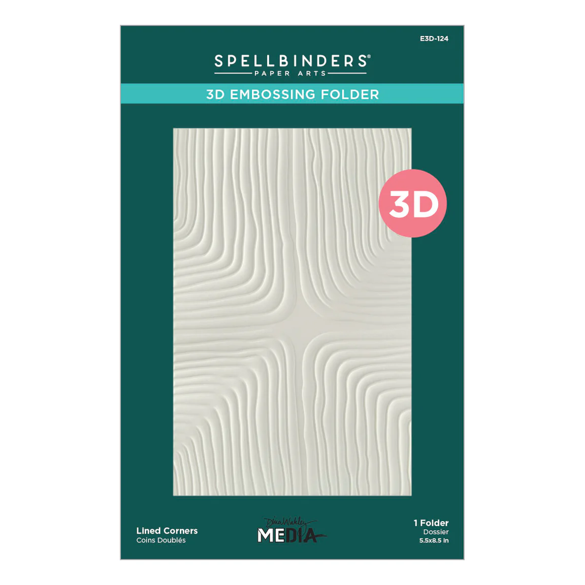 Spellbinders Dina Wakley Lined Corners 3D Embossing Folder