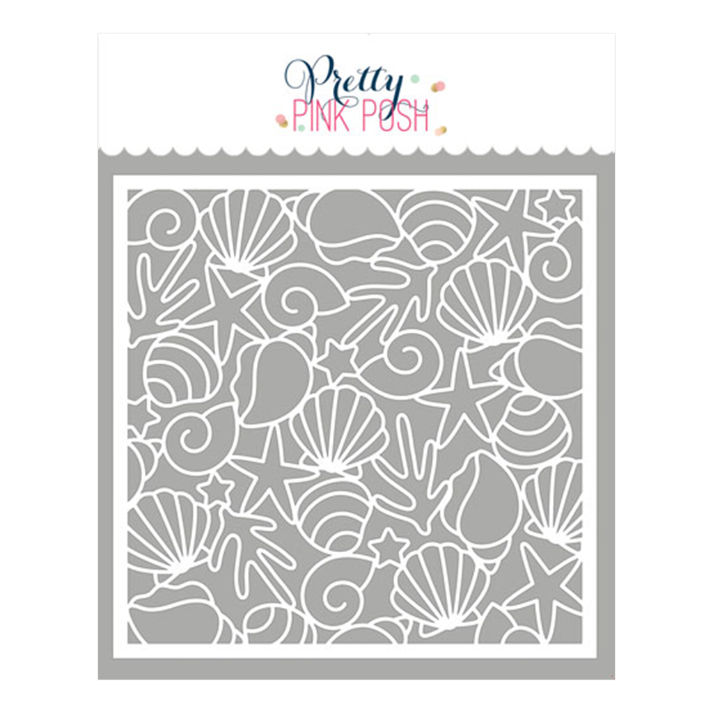 Pretty Pink Posh Seashell Background Stencil