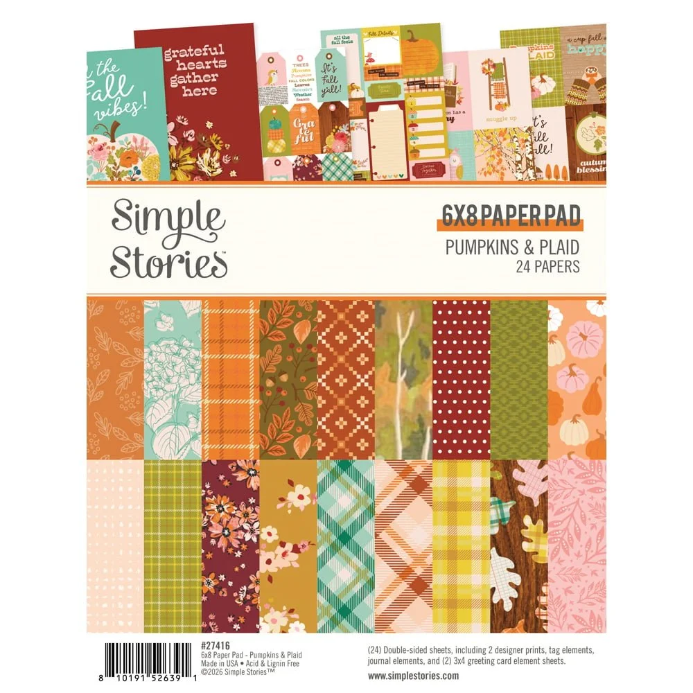 *Pre-Order* Simple Stories Pumpkins & Plaid 6" x 8" Paper Pad