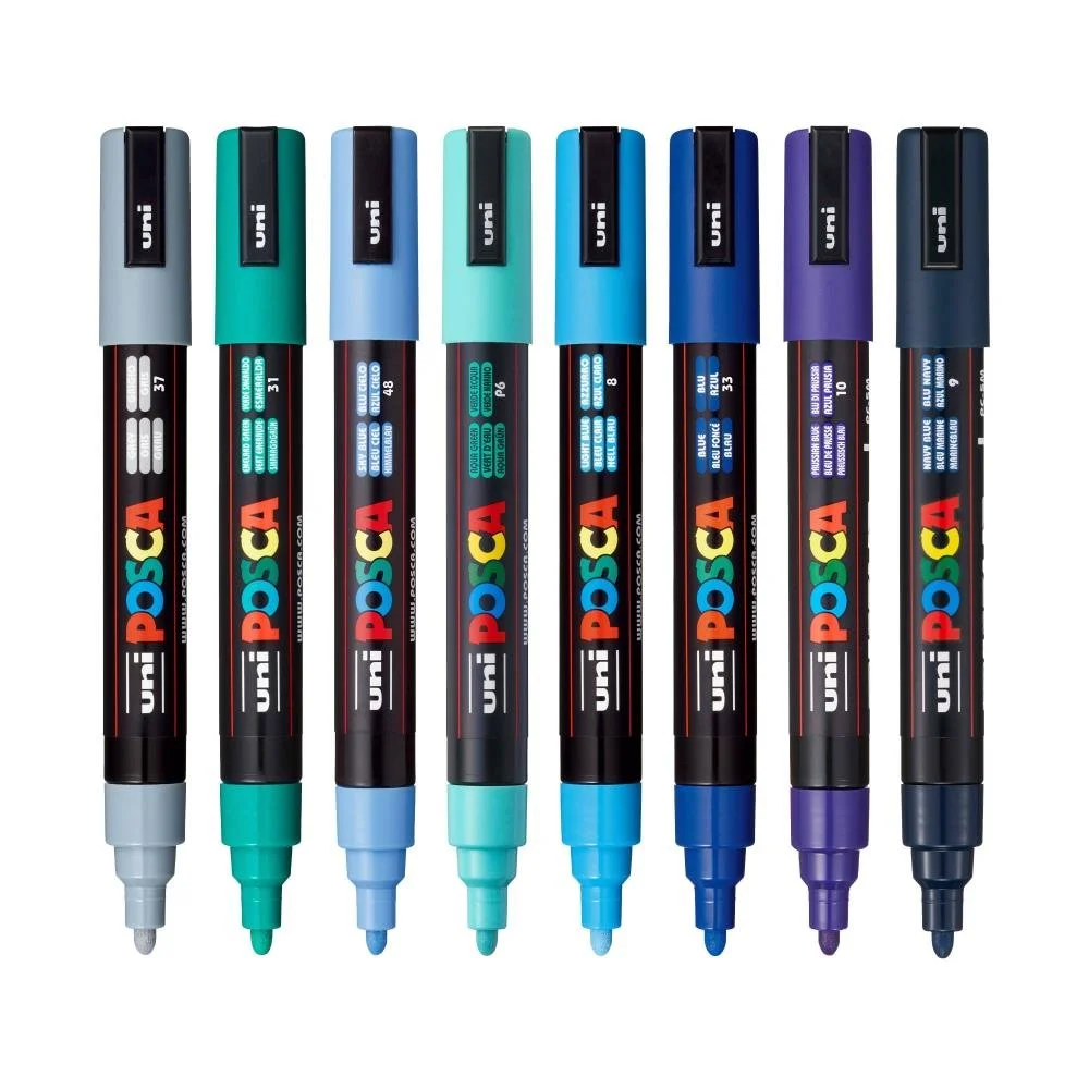 POSCA 5M Medium Bullet Tip 2.5mm Paint Marker Set Cool Tones