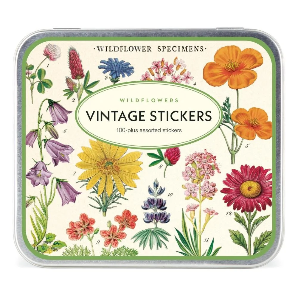 Cavallini Vintage Style Sticker Tin Wildflowers