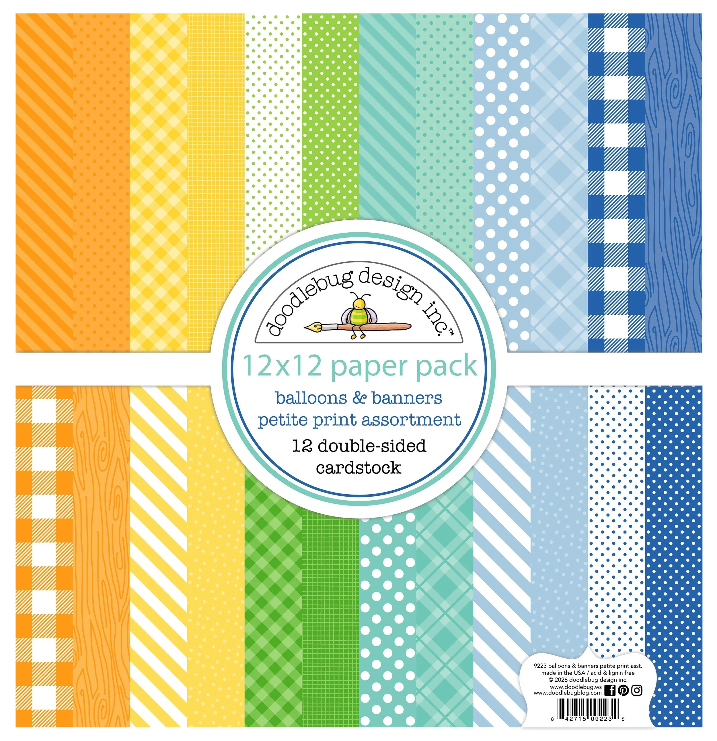 *Pre-Order* Doodlebug Balloons & Banners 12" x 12" Petite Prints Pack