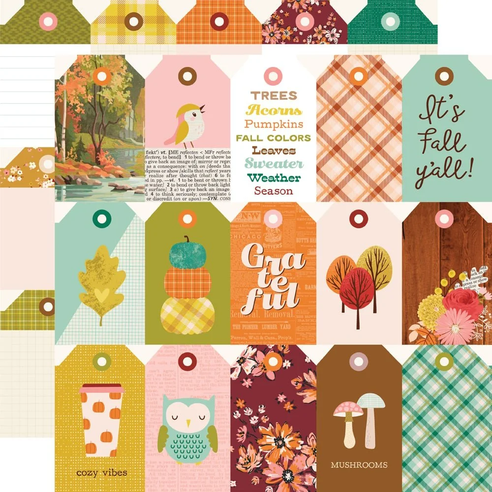 *Pre-Order* Simple Stories Pumpkins & Plaid 12" x 12" Paper Tag Elements