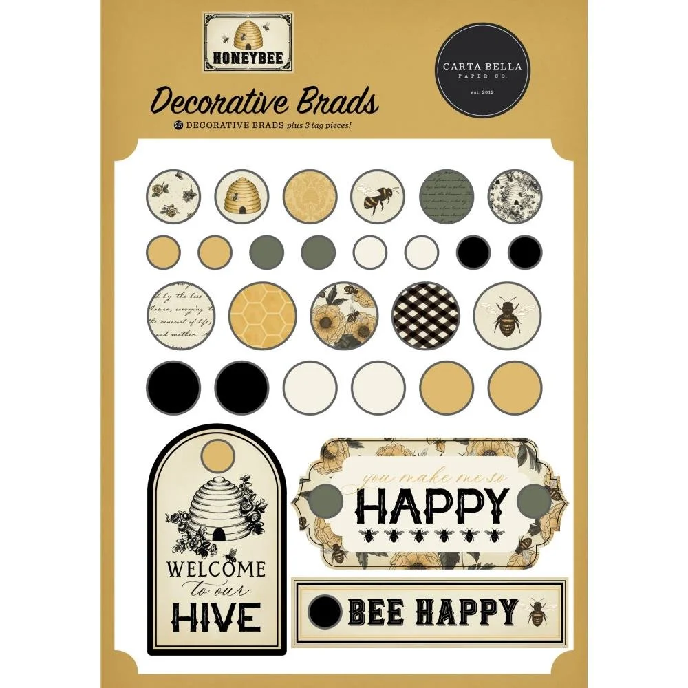 Carta Bella Honey Bee Decorative Brads