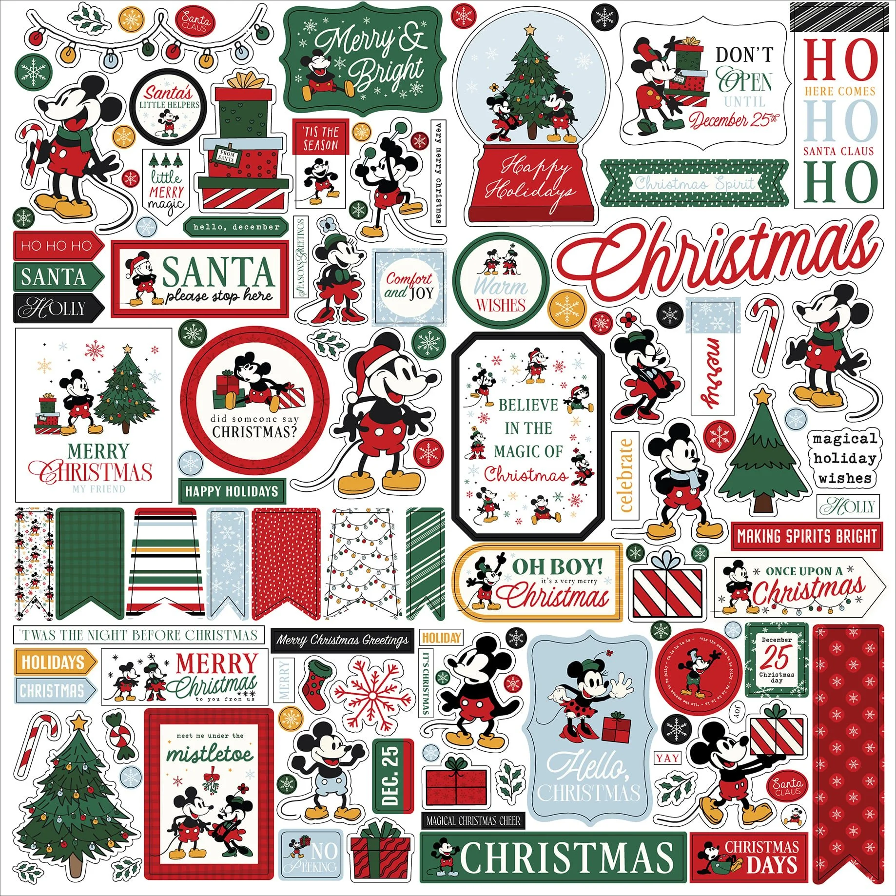 *Pre-Order* Echo Park Mouse & Me Christmas 12" x 12" Element Stickers