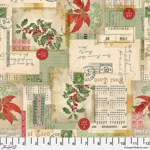 Tim Holtz Eclectic Elements Holidays Past Postcard Collage Canvas