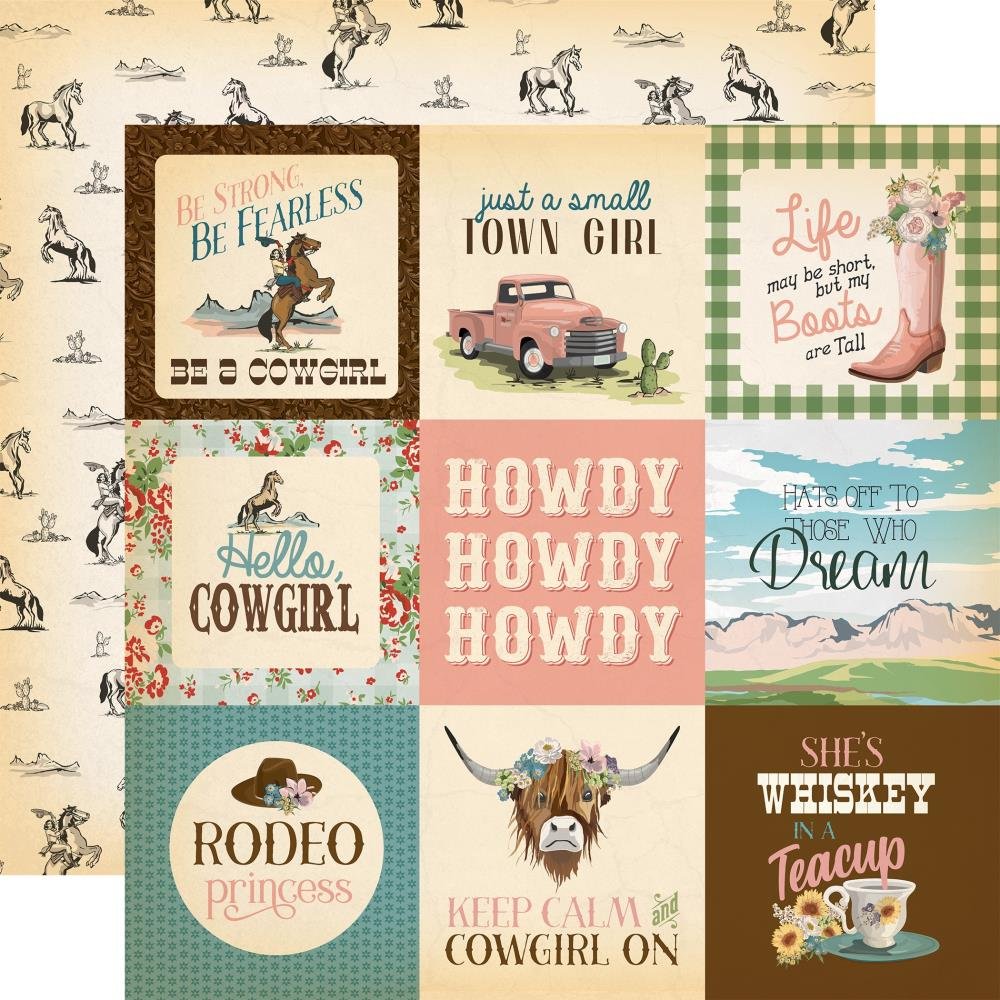 Carta Bella Cowgirl 12" x 12" Paper 4" x 4" Journaling Cards