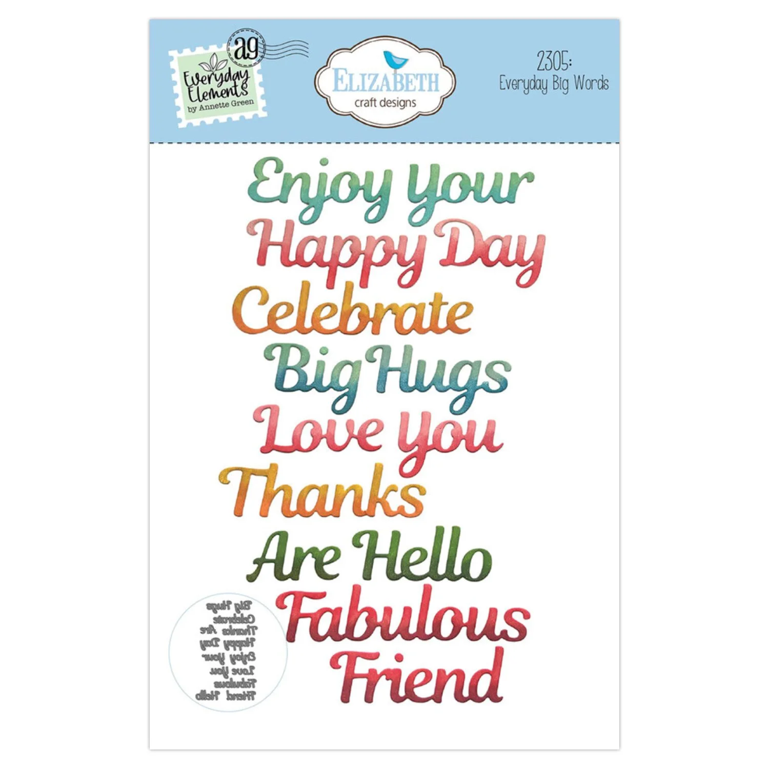 Elizabeth Crafts Designs Metal Dies Everyday Big Words
