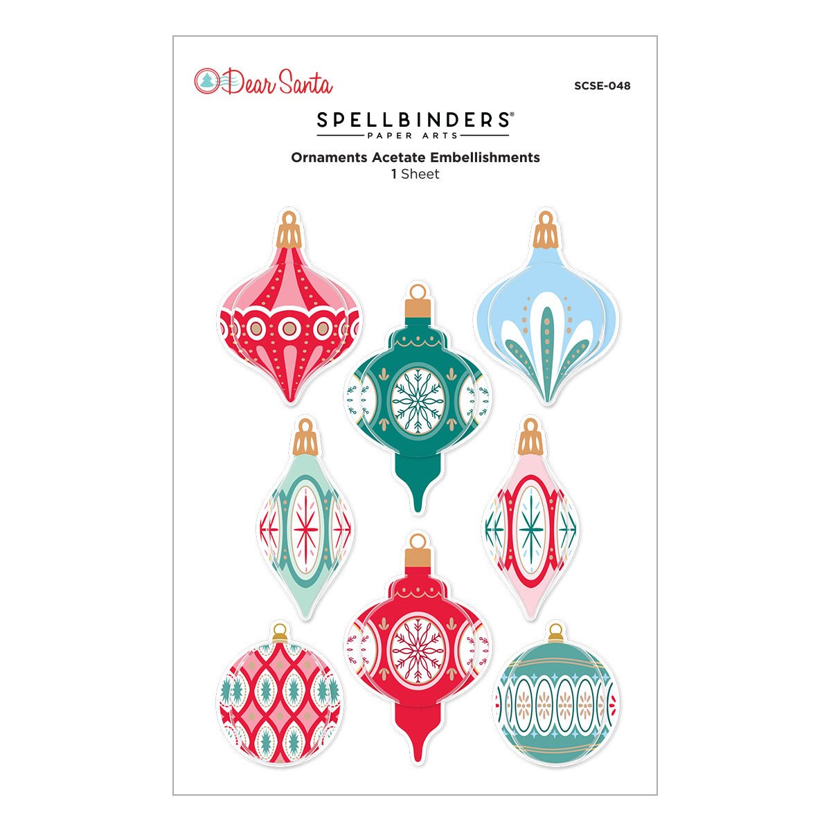 Spellbinders Dear Santa Ornaments Dimensional Stickers