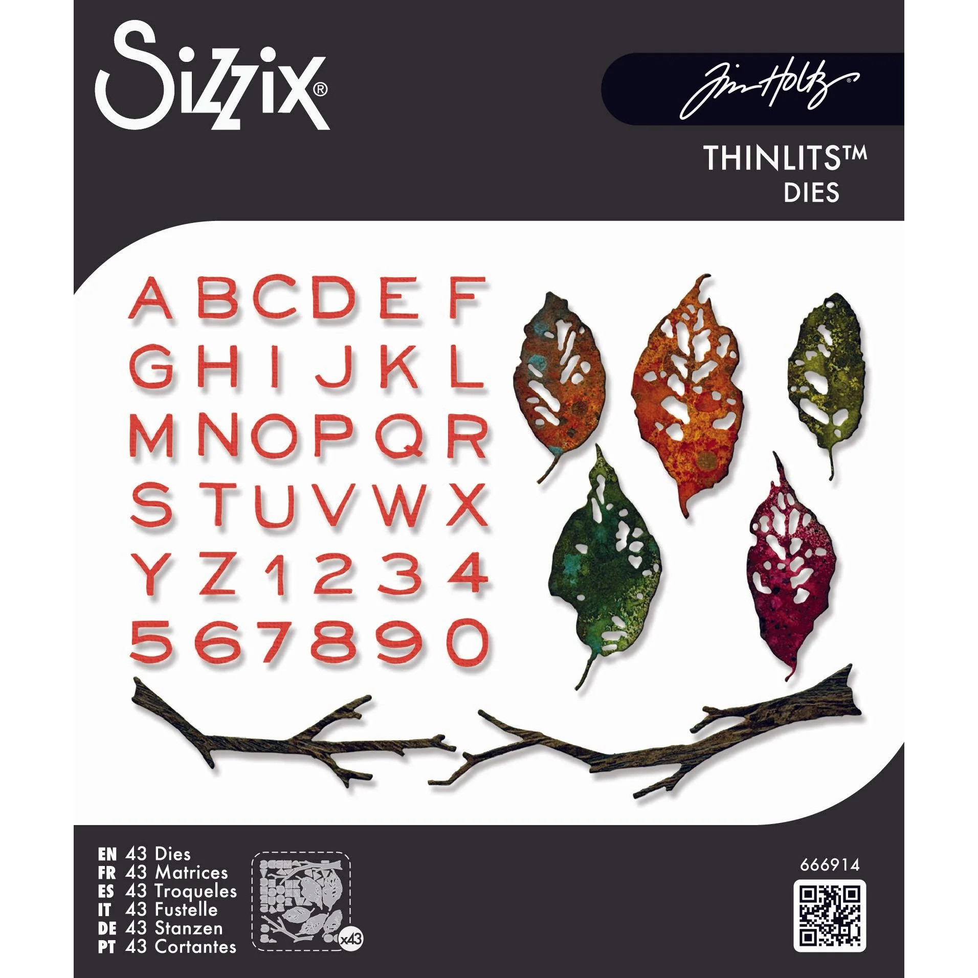 Tim Holtz Sizzix Vault Leaves and Sticks Thinlits Dies
