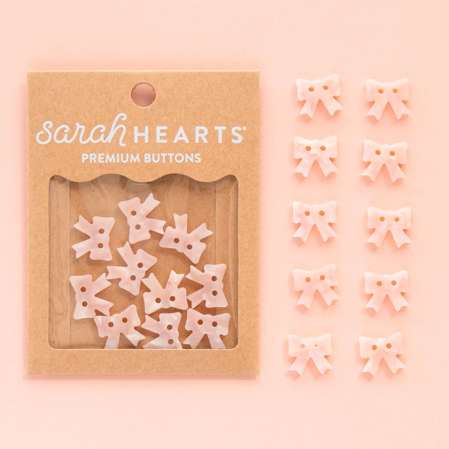 Sarah Hearts Pink Bow Small 5/8" Buttons