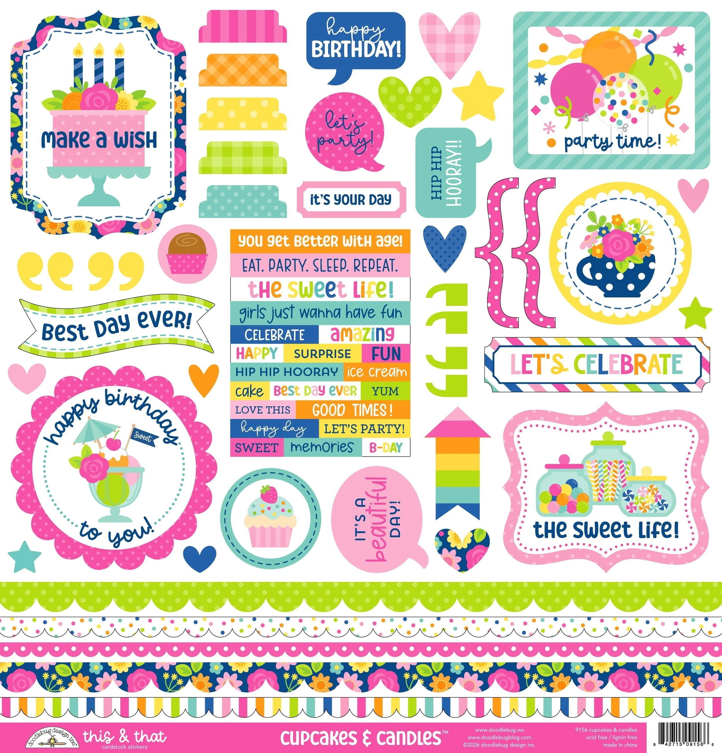 *Pre-Order* Doodlebug Cupcakes & Candles This & That Stickers