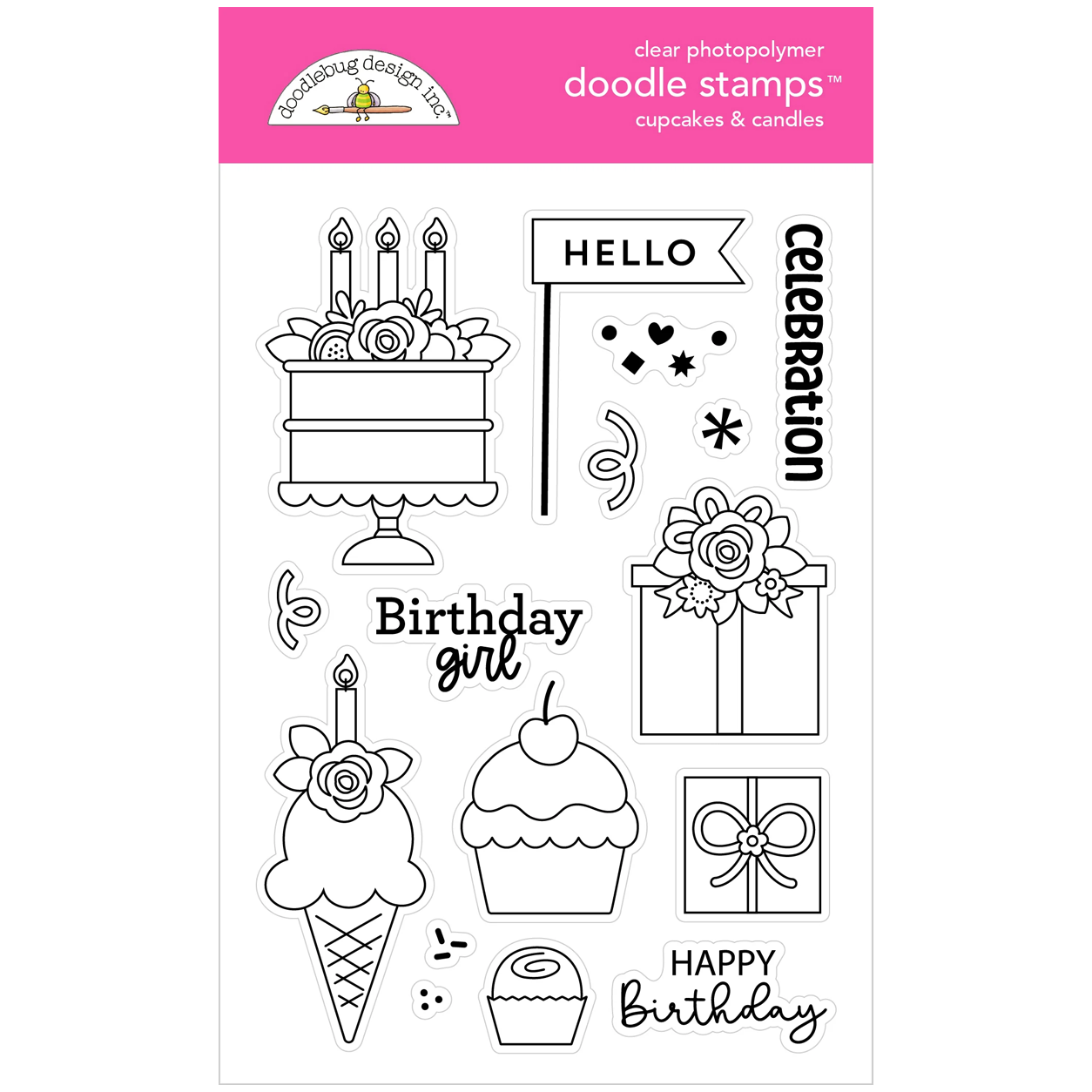 *Pre-Order* Doodlebug Cupcakes & Candles Doodle Stamps