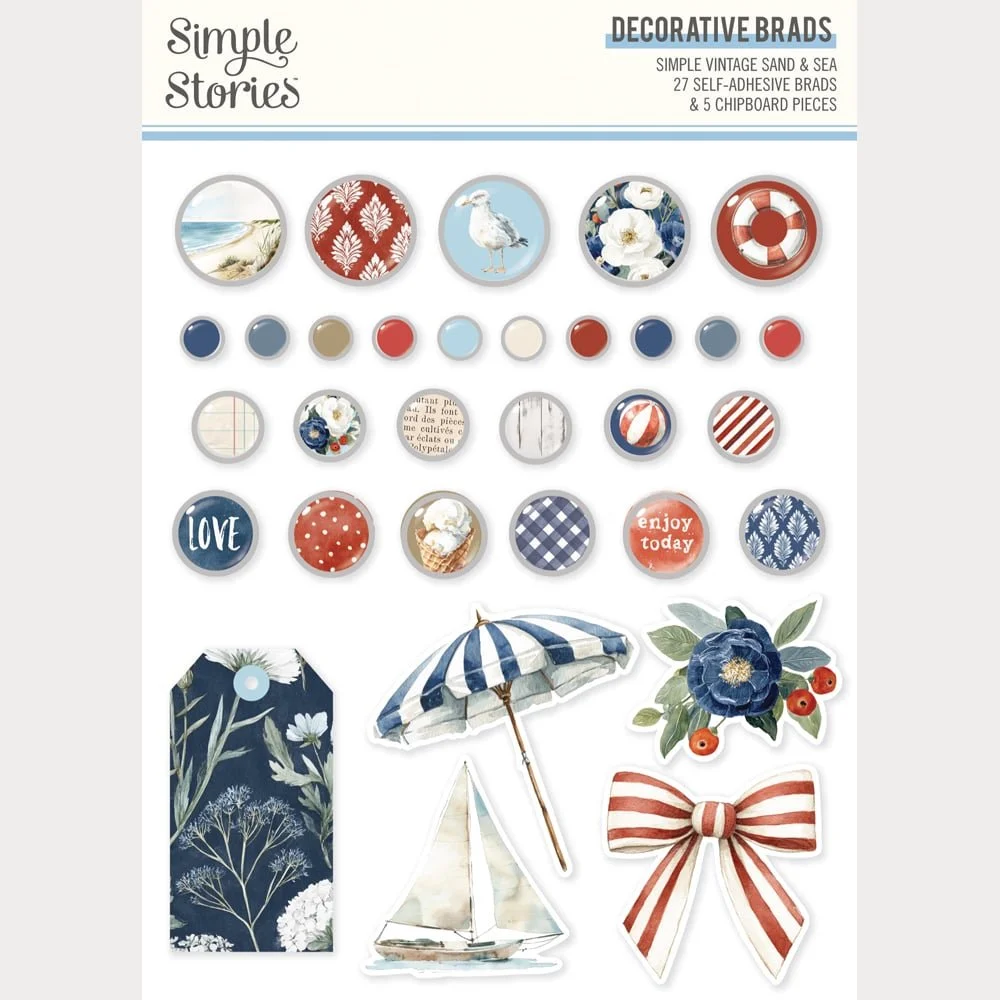 *Pre-Order* Simple Stories Simple Vintage Sand & Sea Decorative Brads
