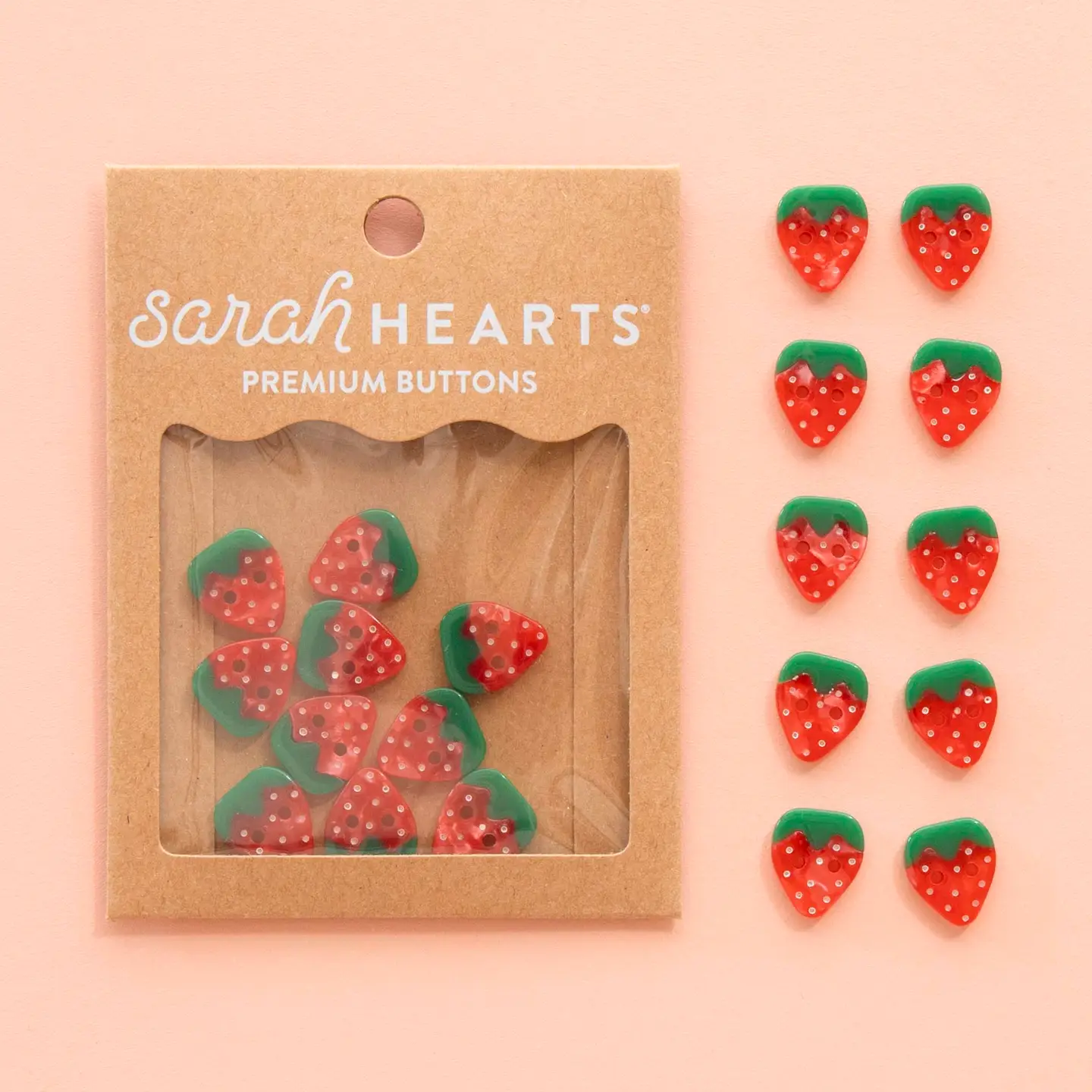 Sarah Hearts Strawberry Small 5/8" Buttons
