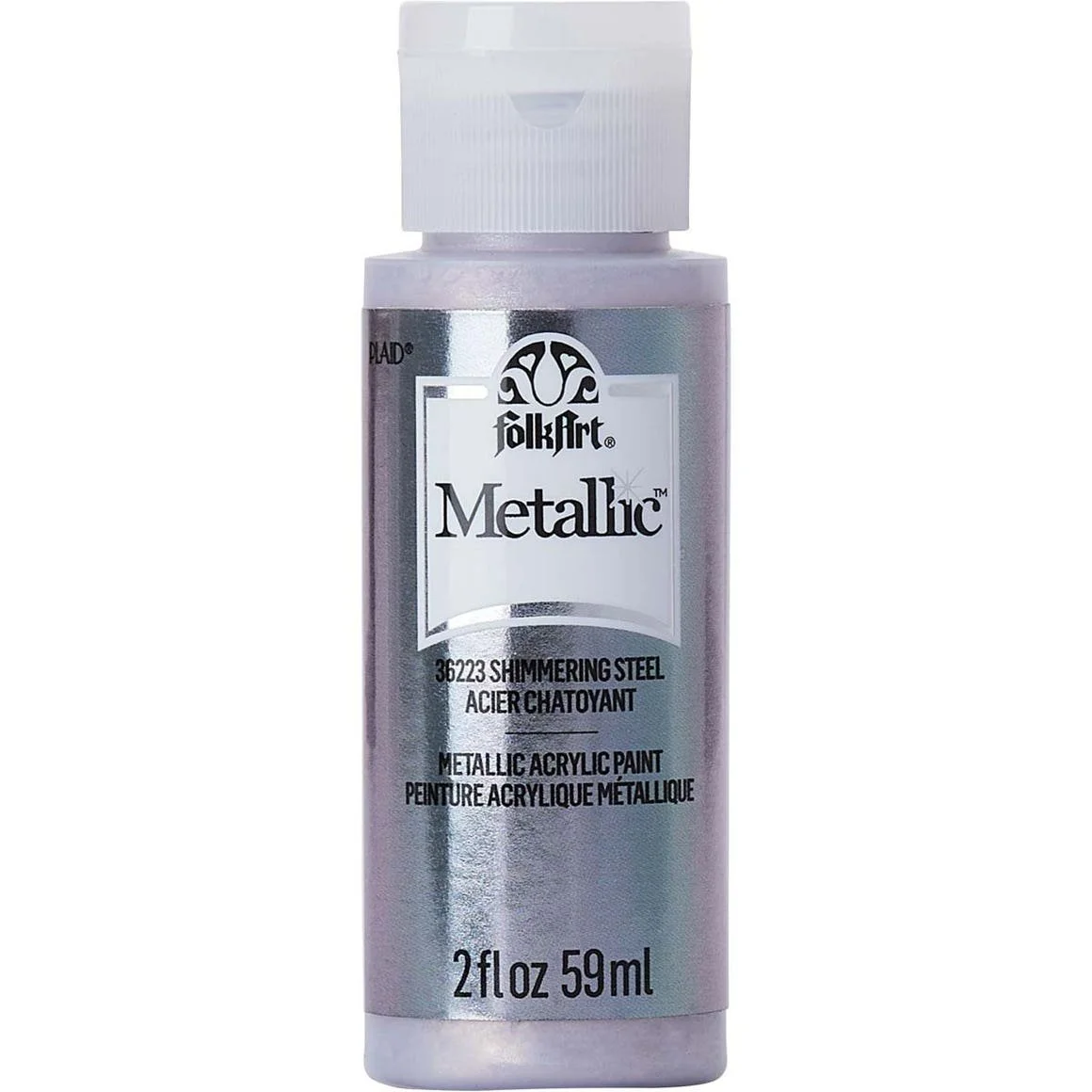 Folk Art Metallics Acrylic Paint Shimmering Steel