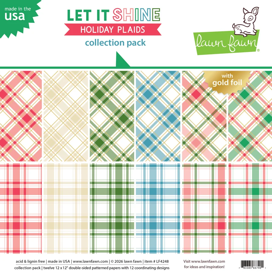 Lawn Fawn let it shine holiday plaids collection pack