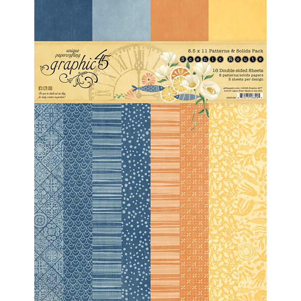 Graphic 45 Scenic Route Patterns & Solids Pad