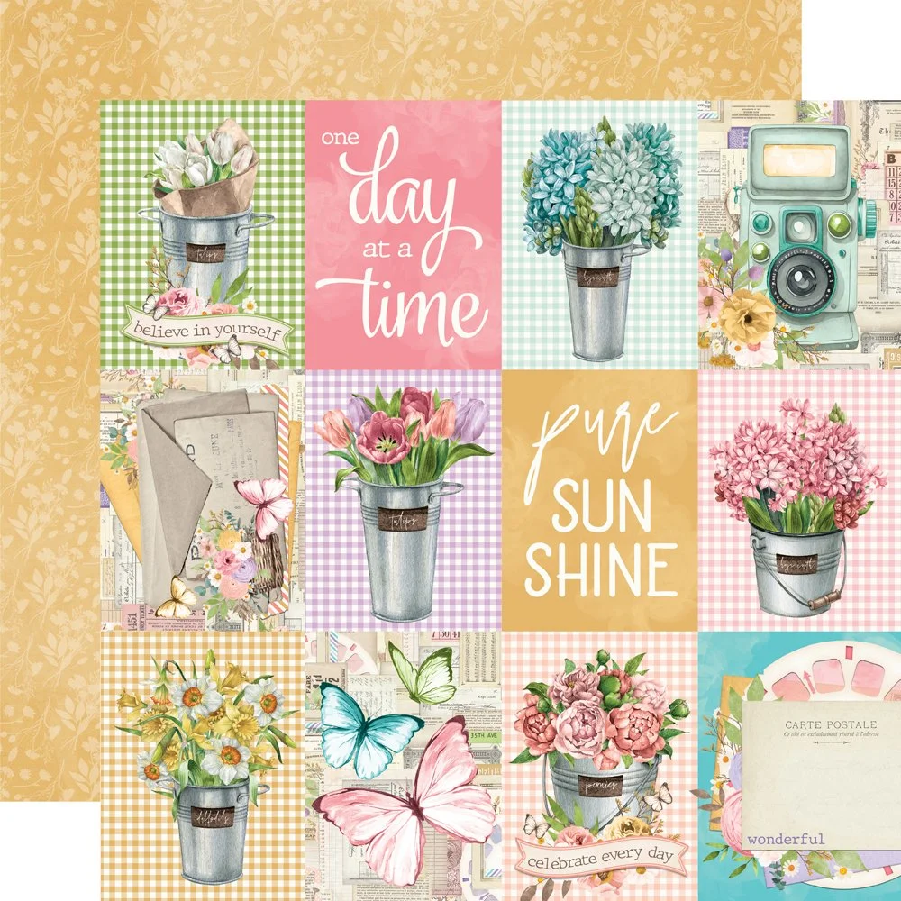 Simple Stories Simple Vintage Flower Shoppe 12" x 12" Paper 3" x 4" Elements