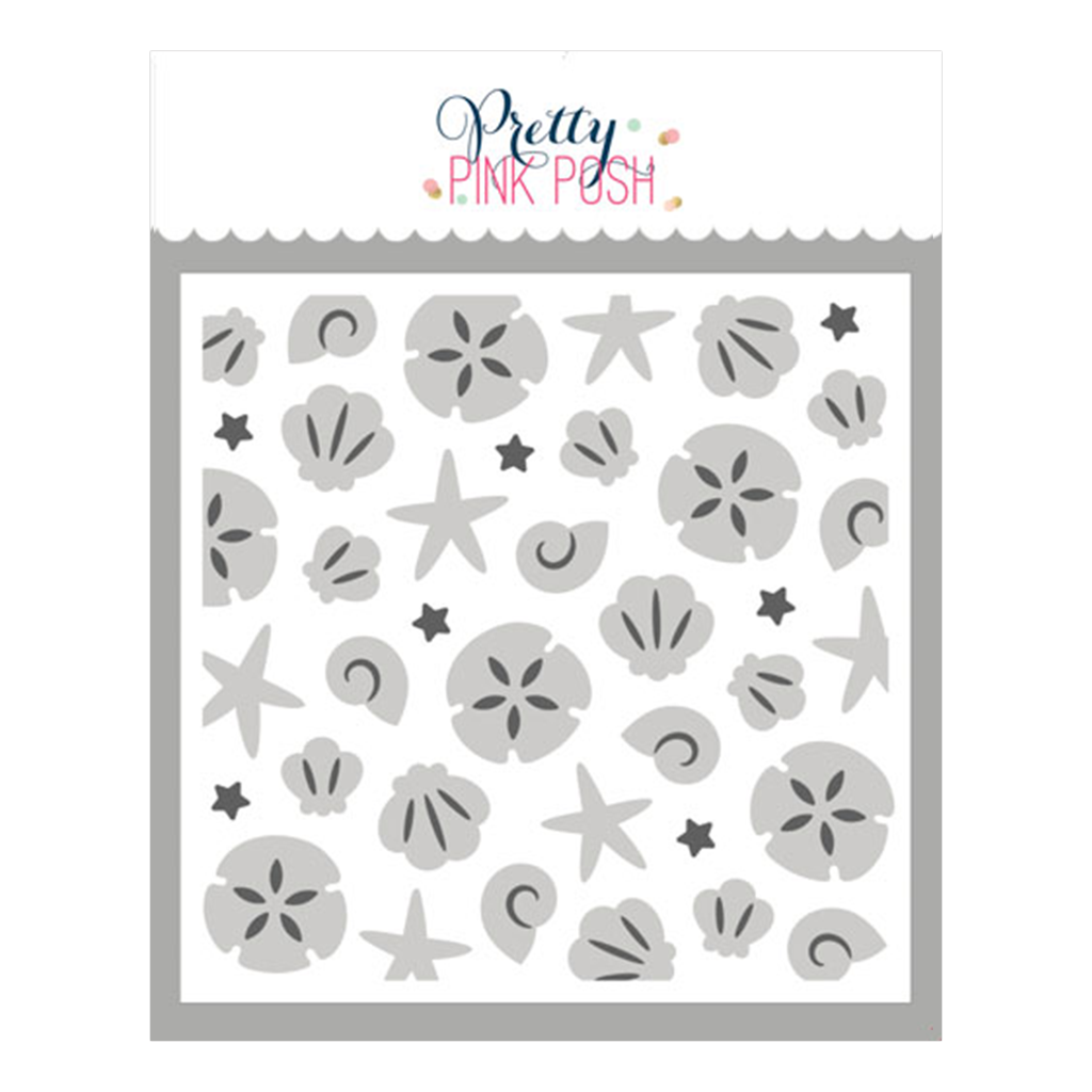 Pretty Pink Posh Layered Seashells Stencil