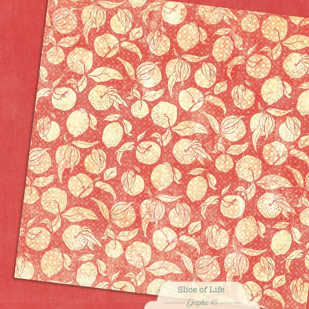 *Pre-Order* Graphic 45 Slice Of Life 12" x 12" Paper Pomegranate Red