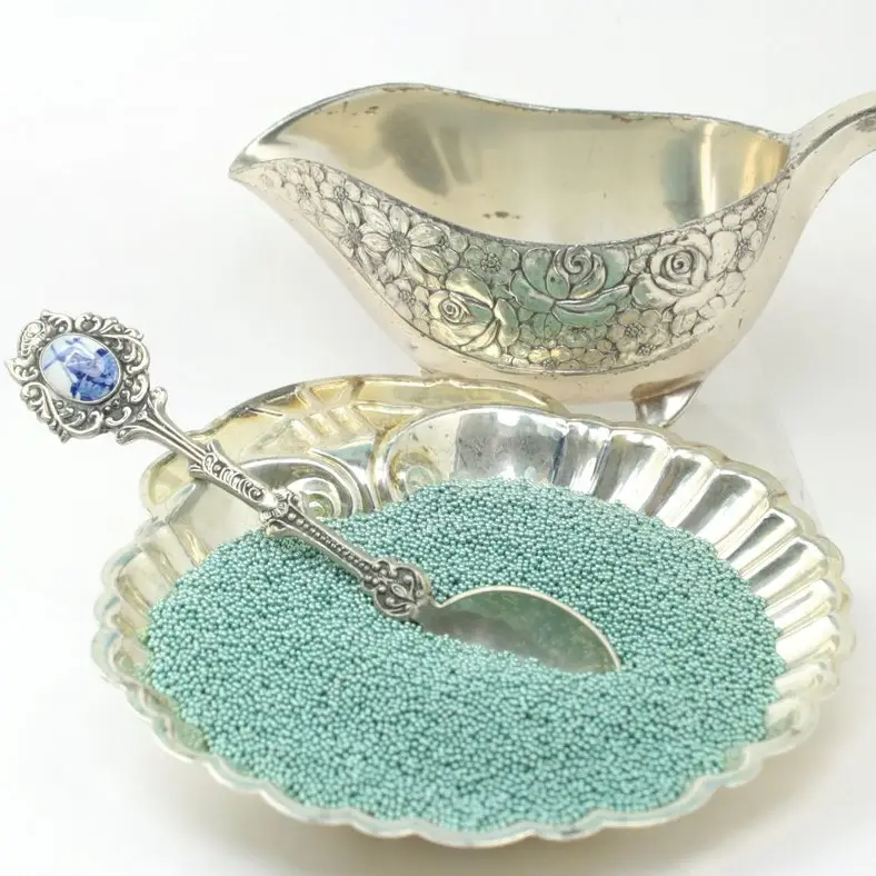 German Glass Deco Beads Ice Blue