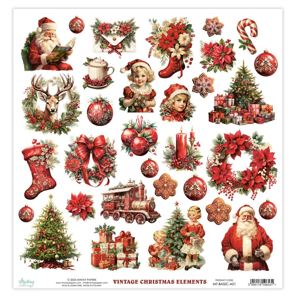 Mintay Basics 12" x 12" Elements Sheet Vintage Christmas