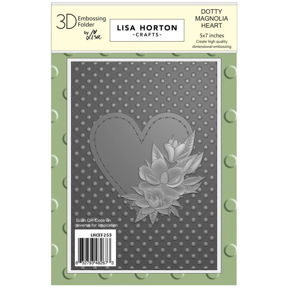 Lisa Horton Crafts 3D Embossing Folder Dotty Magnolia Heart