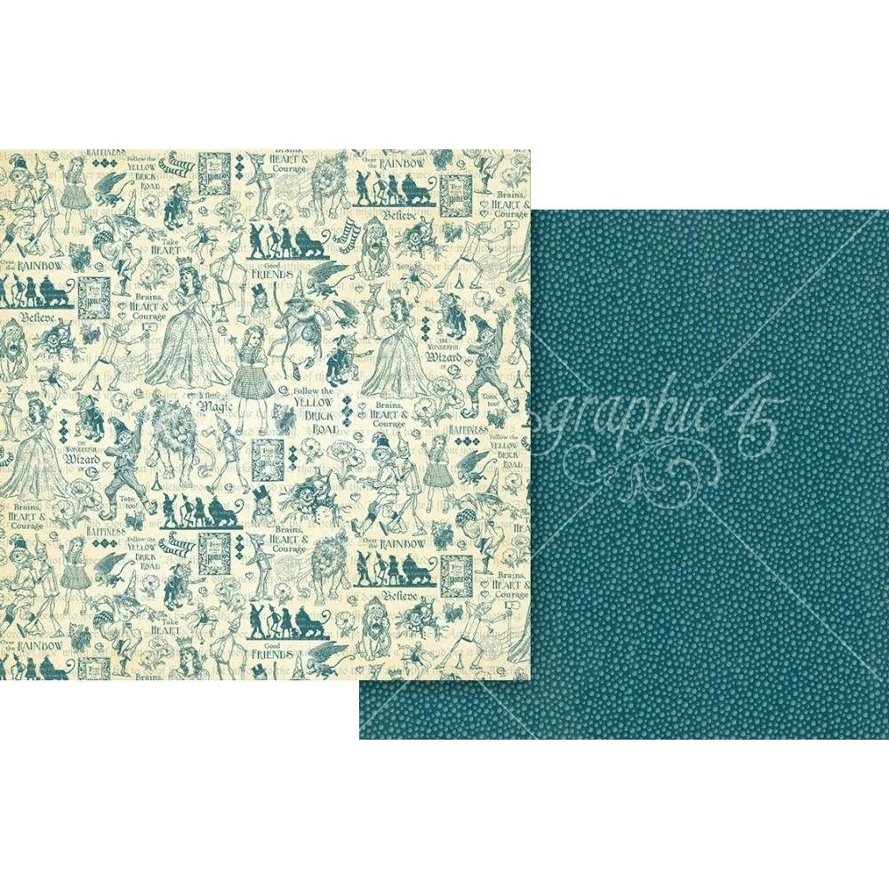 Graphic 45 Wonder Of Oz 12" x 12" Paper Brain's, Heart And Courage