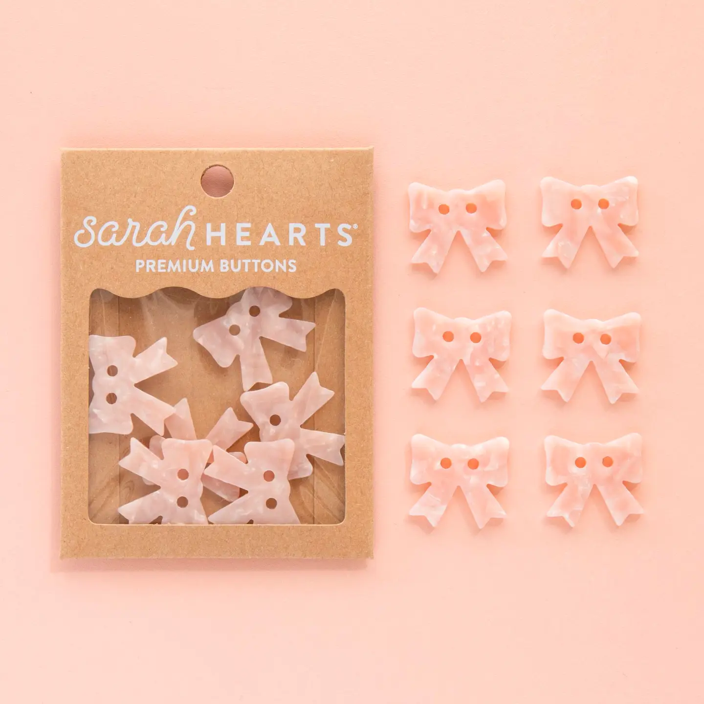 Sarah Hearts Pink Bow Large 1" Buttons