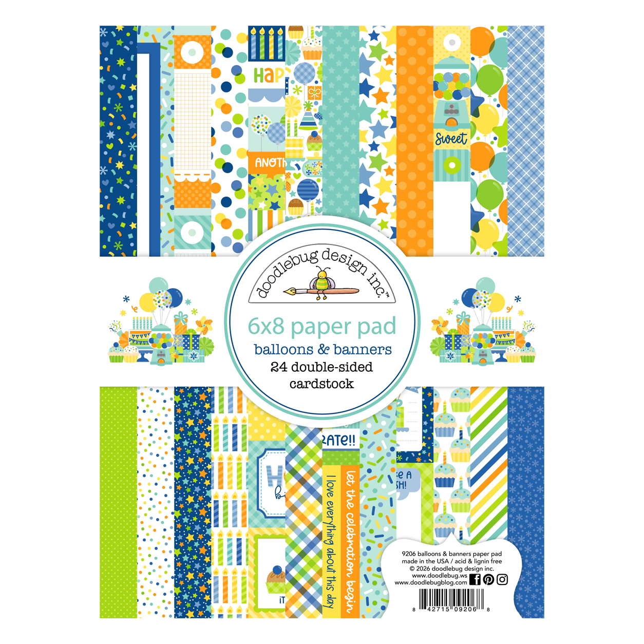 *Pre-Order* Doodlebug Balloons & Banners 6" x 8" Paper Pad