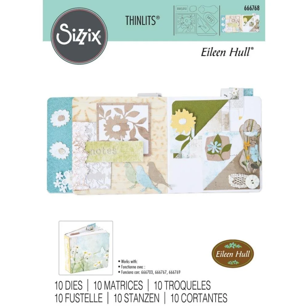 Sizzix Eileen Hull Thinlit Dies Floral Pocket And Paperclips
