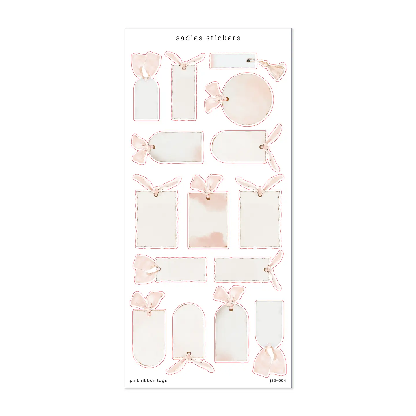 Pink Ribbon Tags • Journal Sticker Sheet