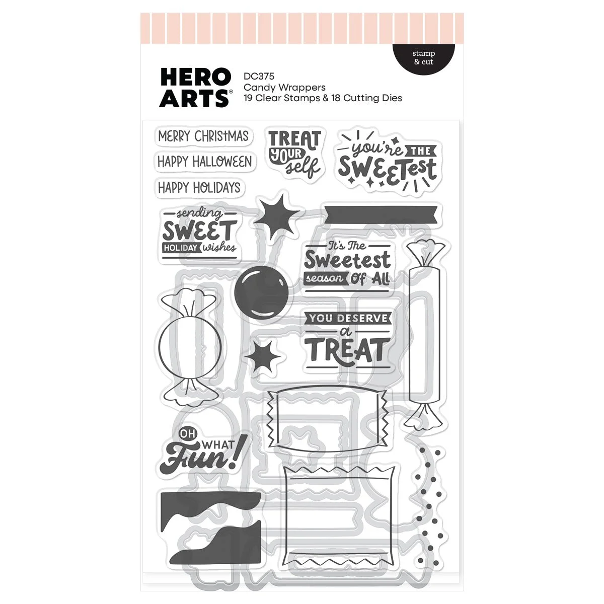 Hero Arts Candy Wrappers Stamp & Cut by Carly Tee