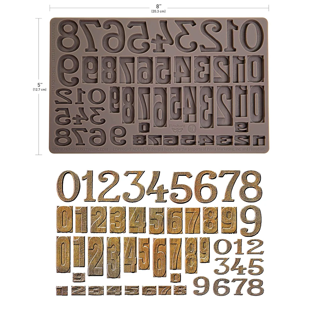 Finnabair  Silicone Mould Letterpress Numbers
