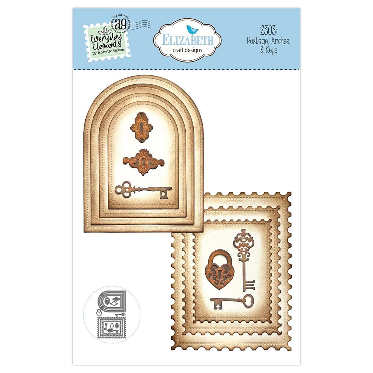 Elizabeth Crafts Designs Metal Dies Postage, Arches and Keys