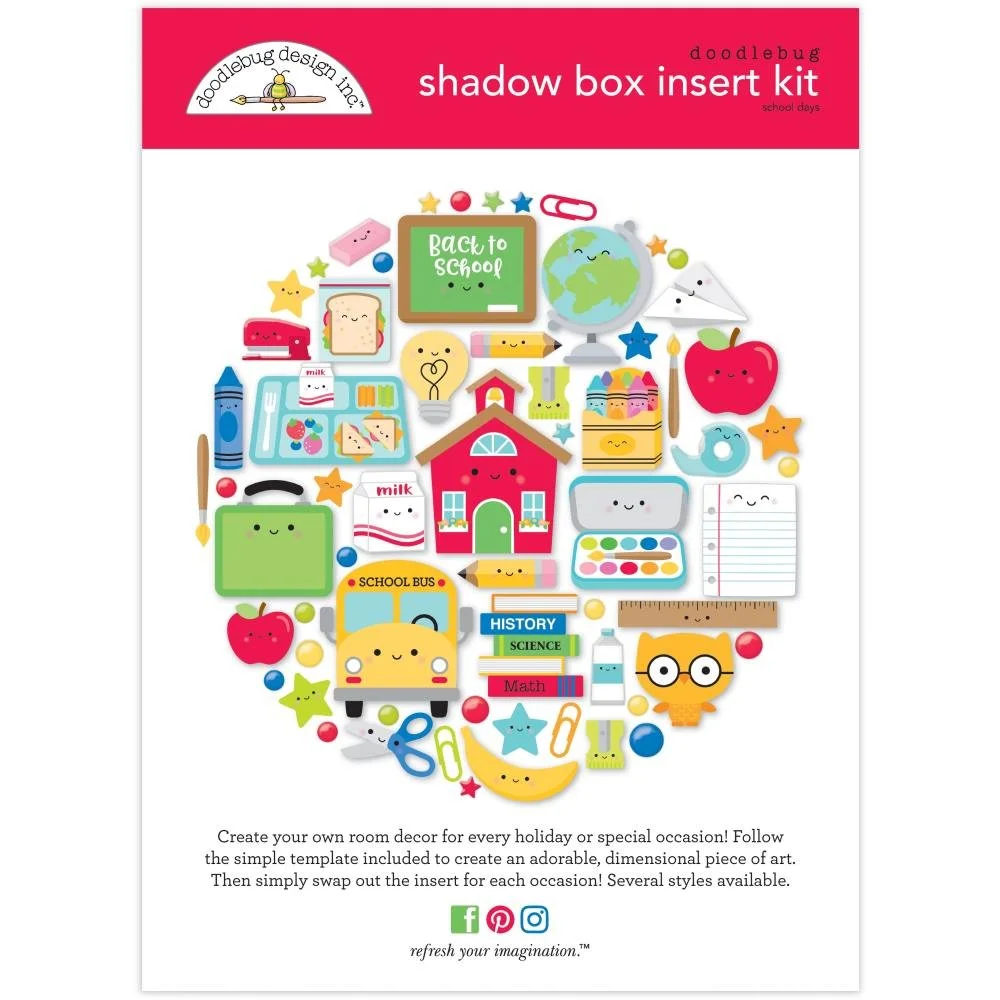 Doodlebug Design Shadow Box Insert Kit School Days