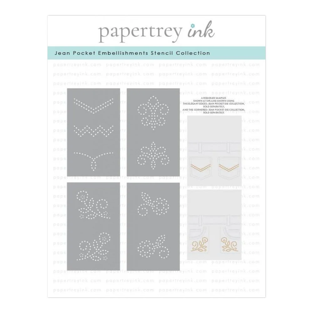 Papertrey Ink Jean Pocket Embellishments Stencil Collection (set of 4)