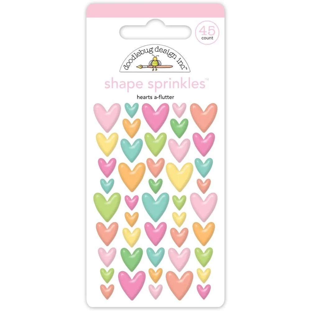 Doodlebug Butterfly Kisses Sprinkles Stickers Hearts A-Flutter