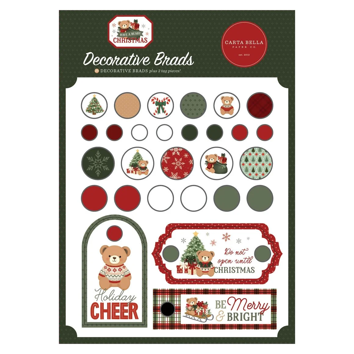 *Pre-Order* Carta Bella Have A Beary Christmas Decorative Brads
