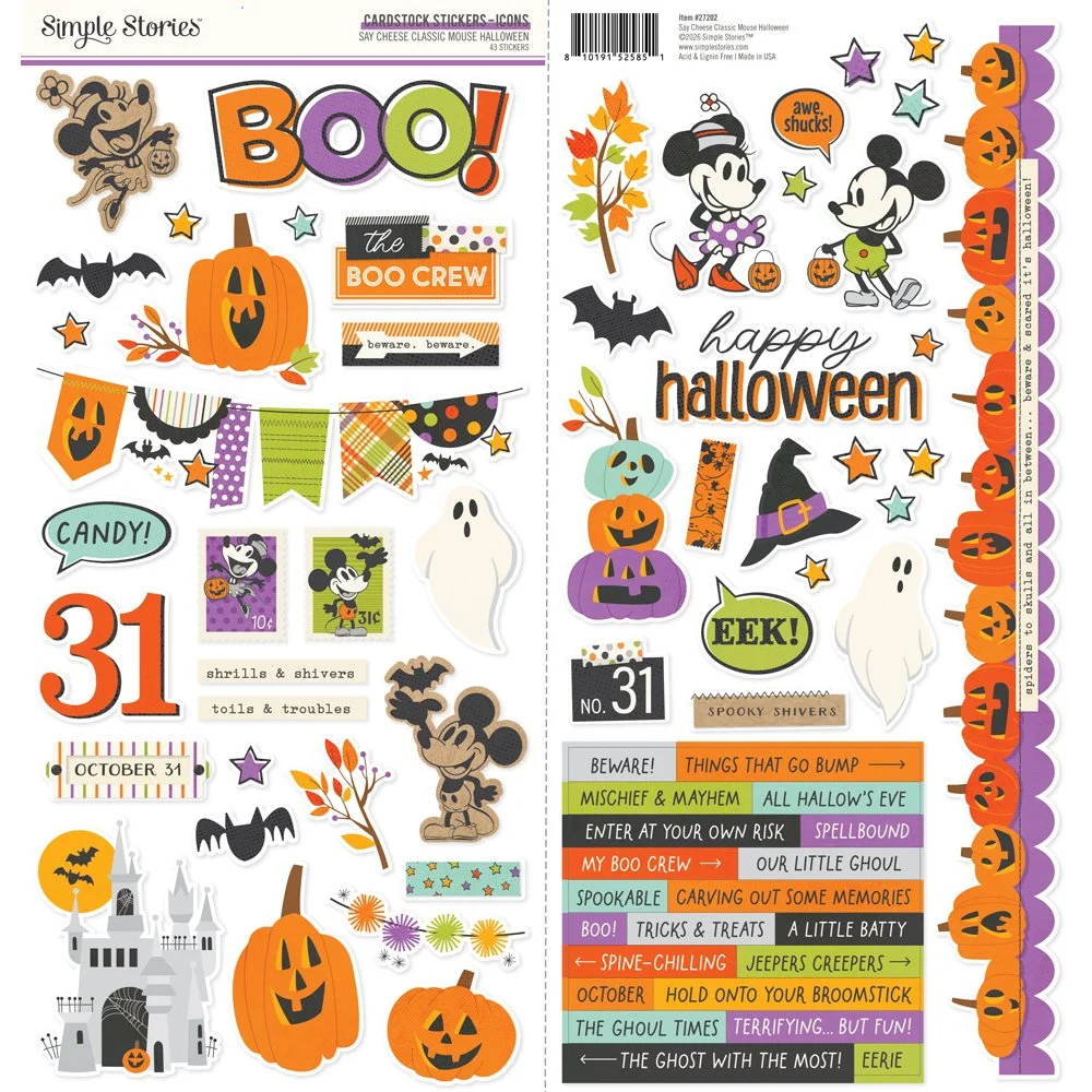 *Pre-Order* Simple Stories Say Cheese Classic Mouse Halloween Icons Cardstock Stickers