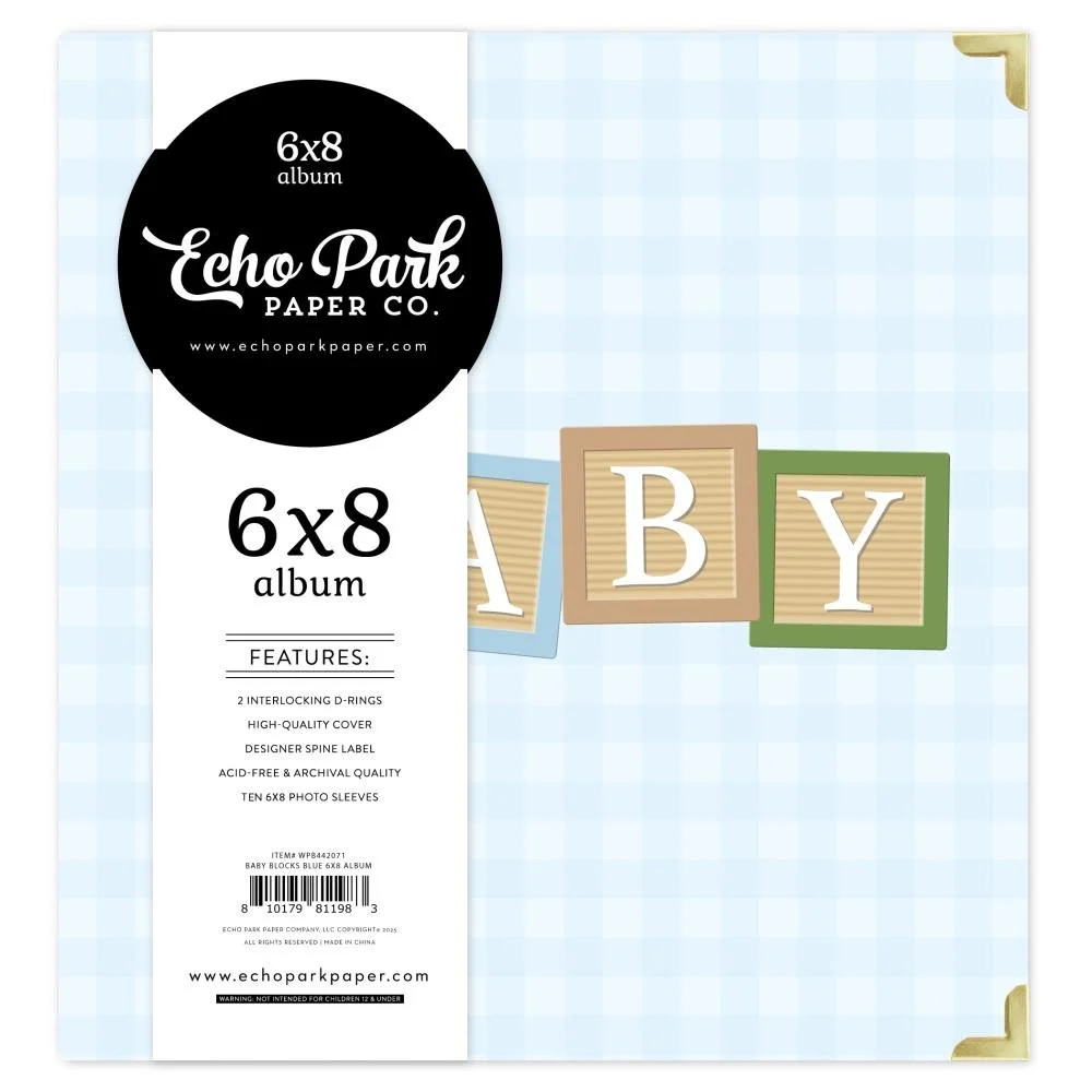 Echo Park Winnie the Pooh Baby  6" x 8" Album Baby Blocks Album Blue
