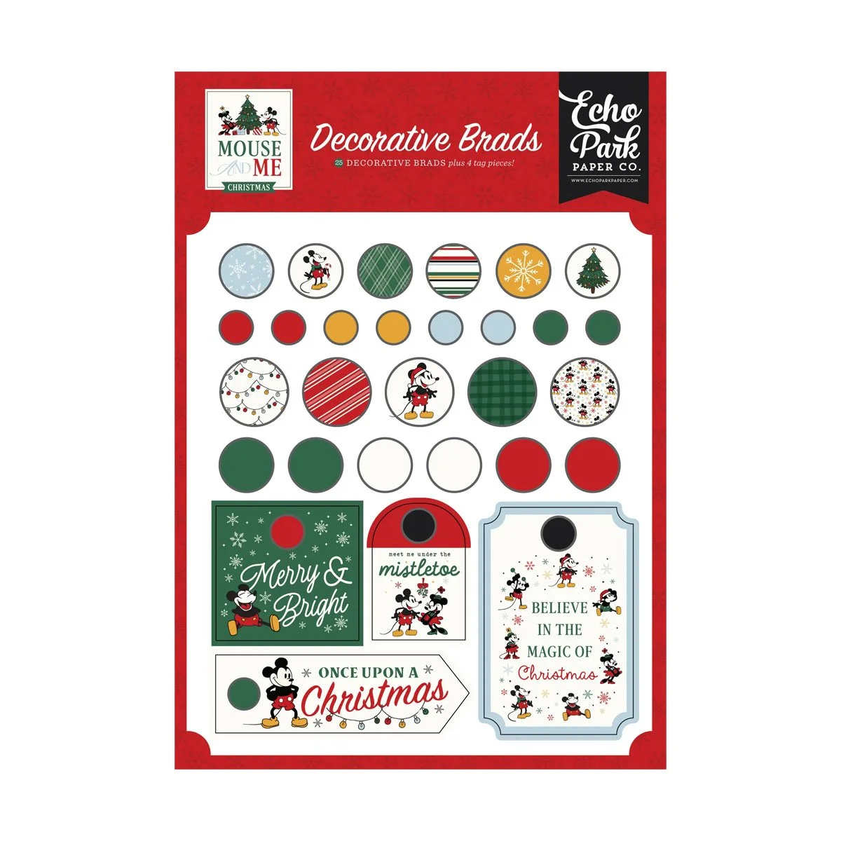 *Pre-Order* Echo Park Mouse & Me Christmas Decorative Brads