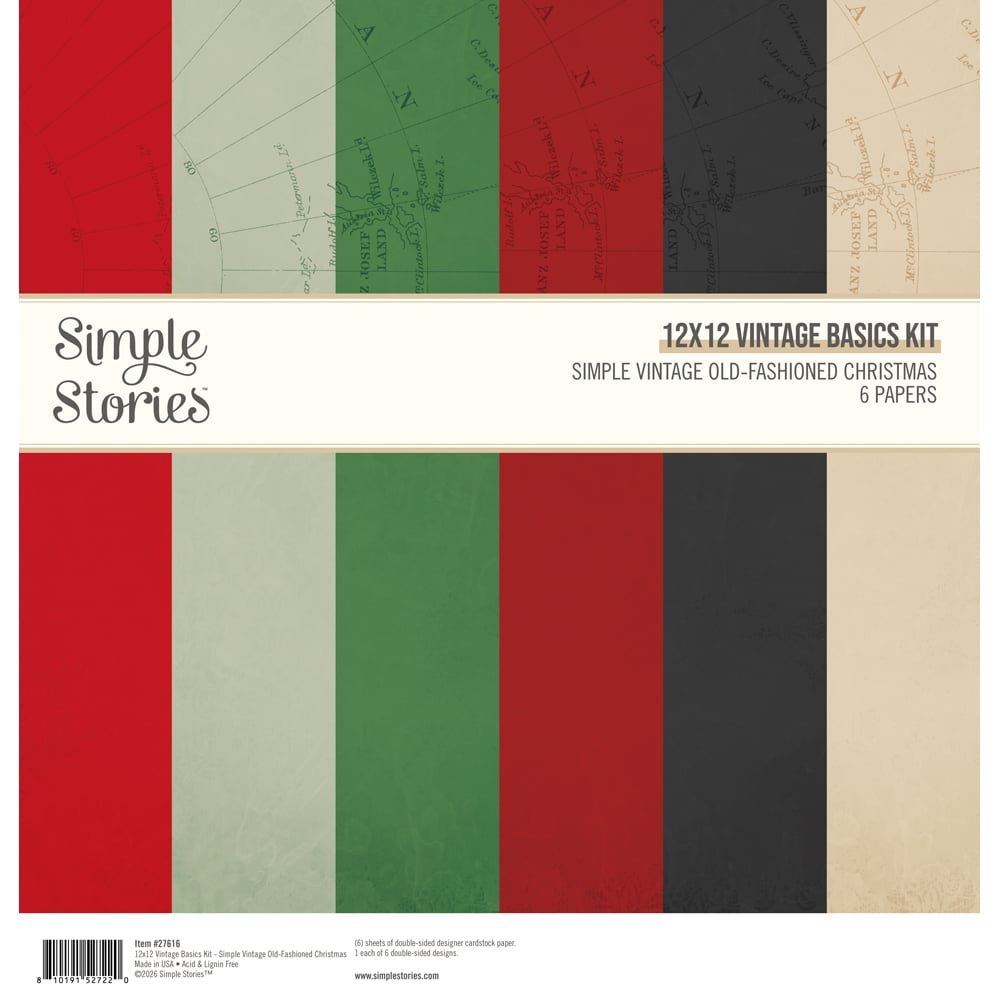 *Pre-Order* Simple Stories Simple Vintage Old Fashioned Christmas 12" x 12" Vintage Basics Kit
