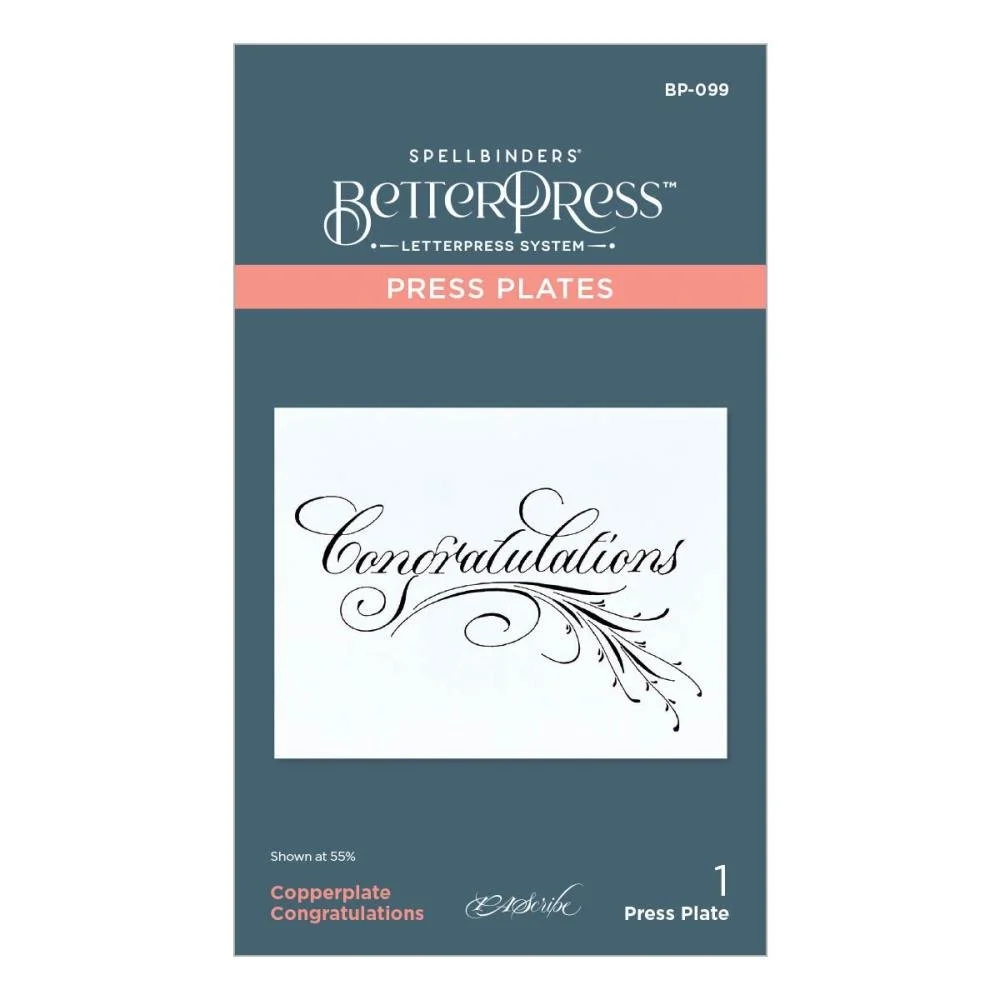 Spellbinders Betterpress Copperplate Congratulations