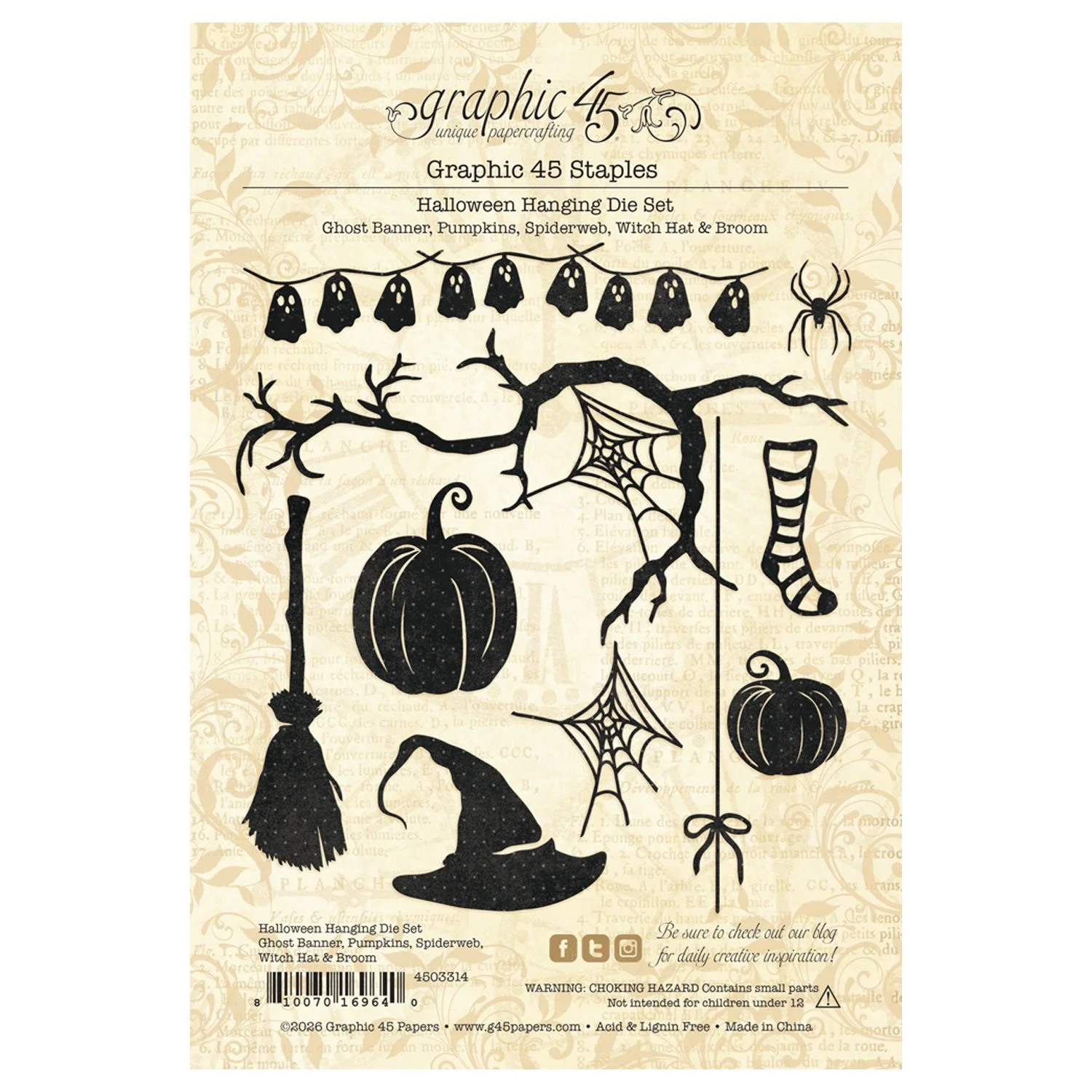 Graphic 45 Bootiful Greetings Halloween Hanging Die Set