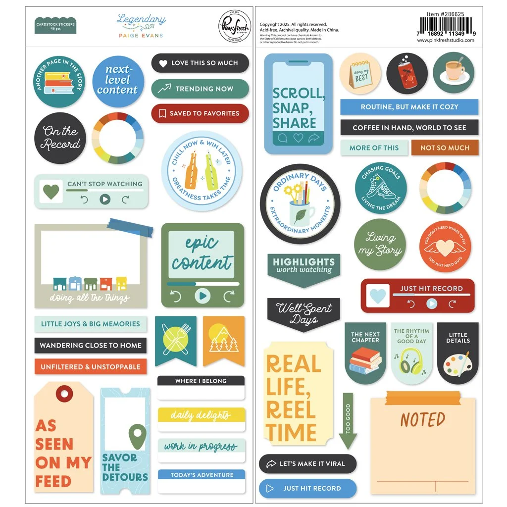 Pinkfresh Studio Paige Evans Legendary Cardstock Stickers
