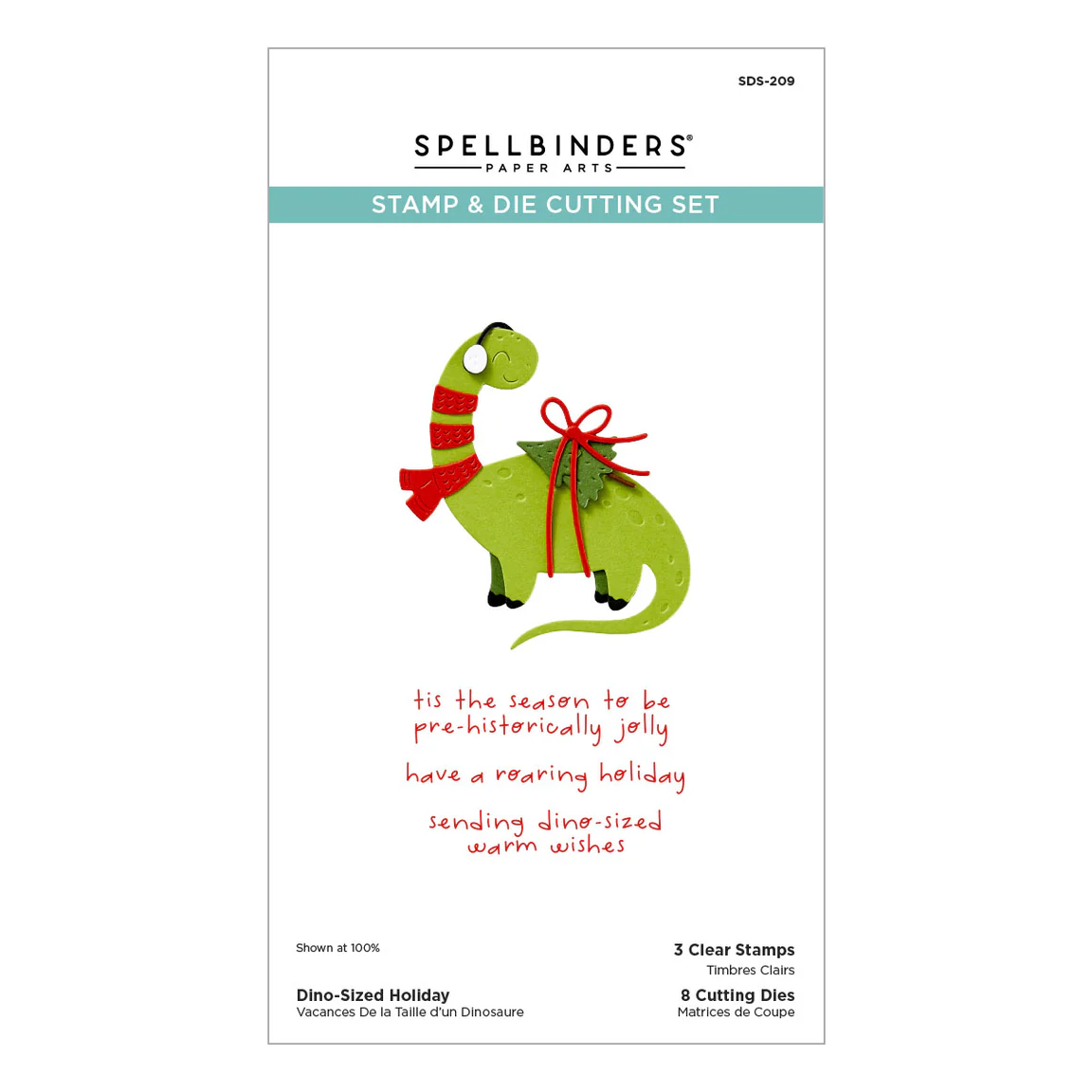 Spellbinders Dino-Sized Holiday Stamp & Die Set