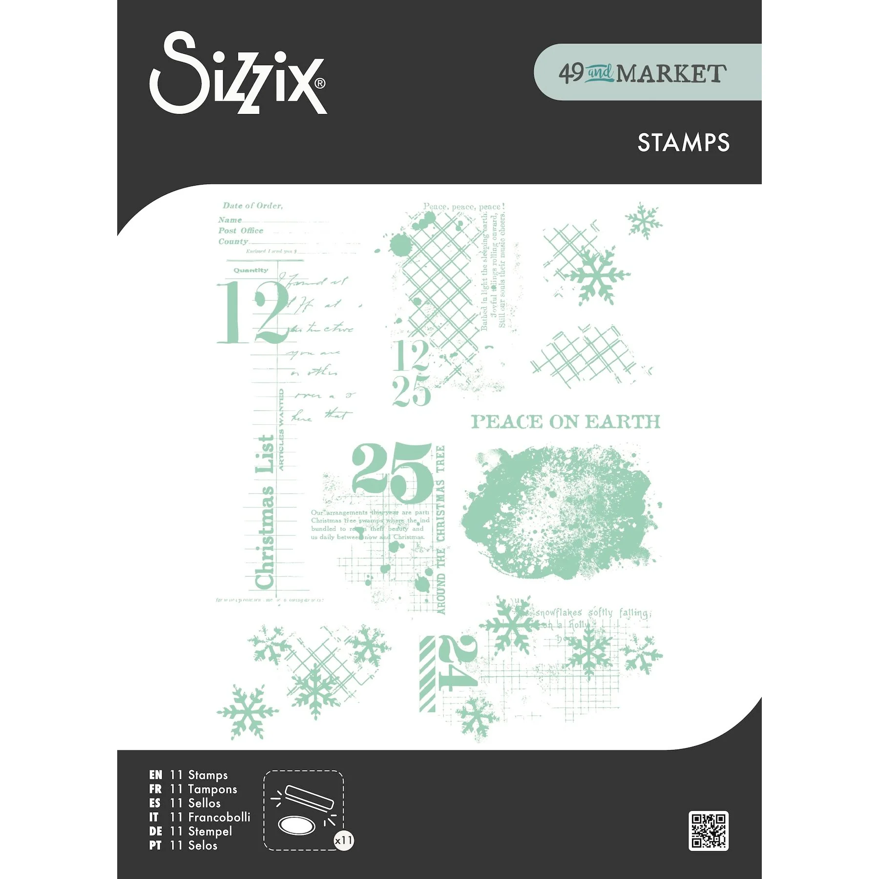 Sizzix and 49 and Market Holiday Textures Clear Stamps Set